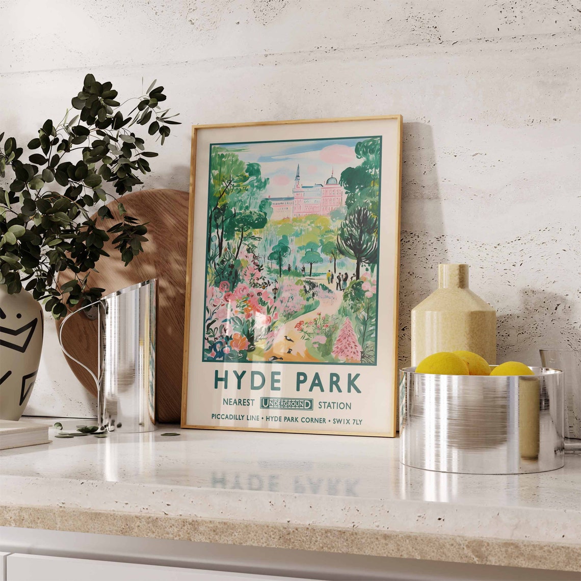 Hyde Park London Vintage Underground Station Piccadilly Poster - Image 2
