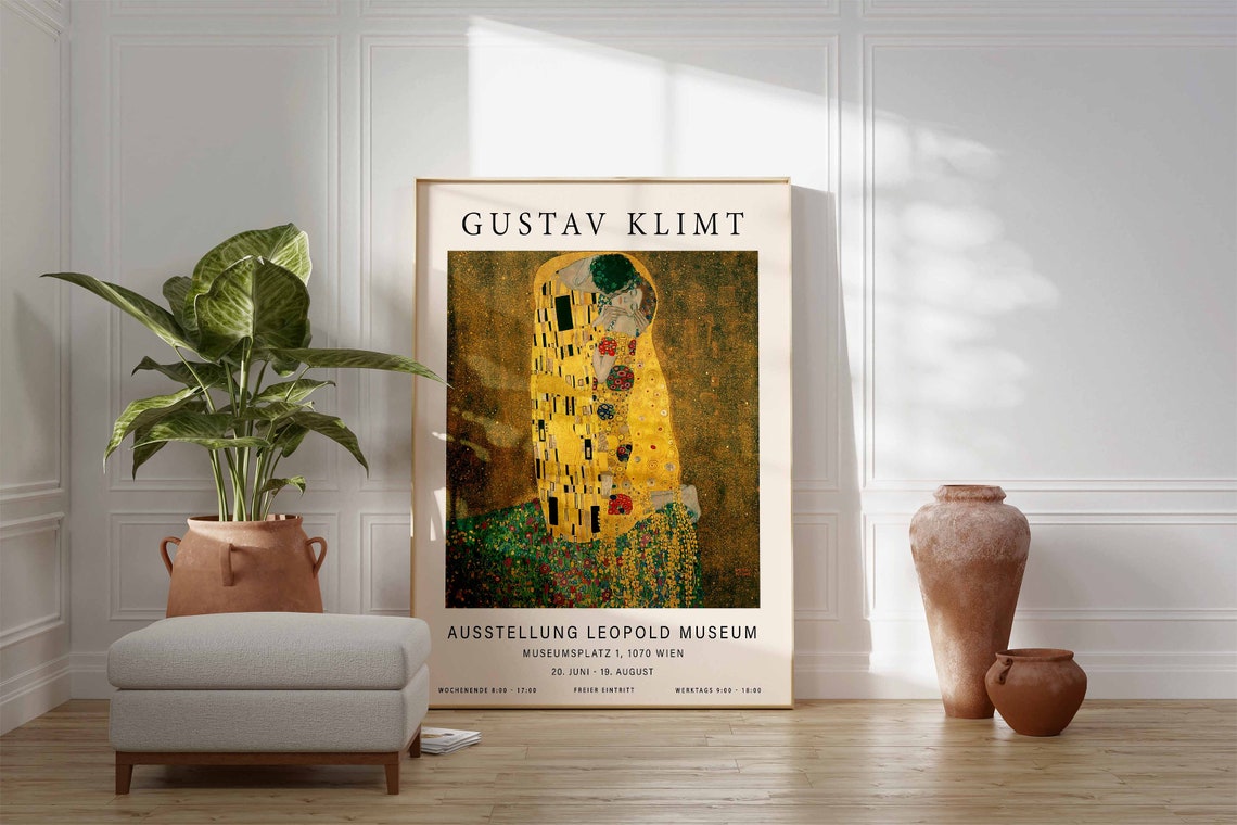 Gustav Klimt The Kiss Poster Gold Lovers Exhibition Art Museum - Image 3