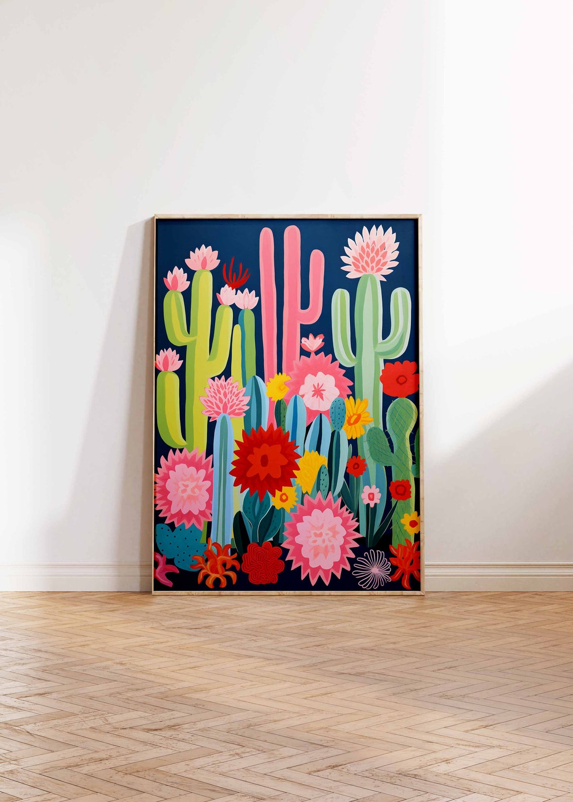 Colorful Cactus Flower Illustration Poster With Modern Desert Art - Image 2