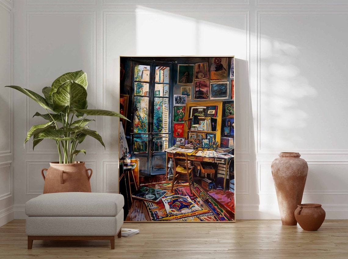 Colorful Artist Studio with French Doors Gallery Wall Poster - Image 3