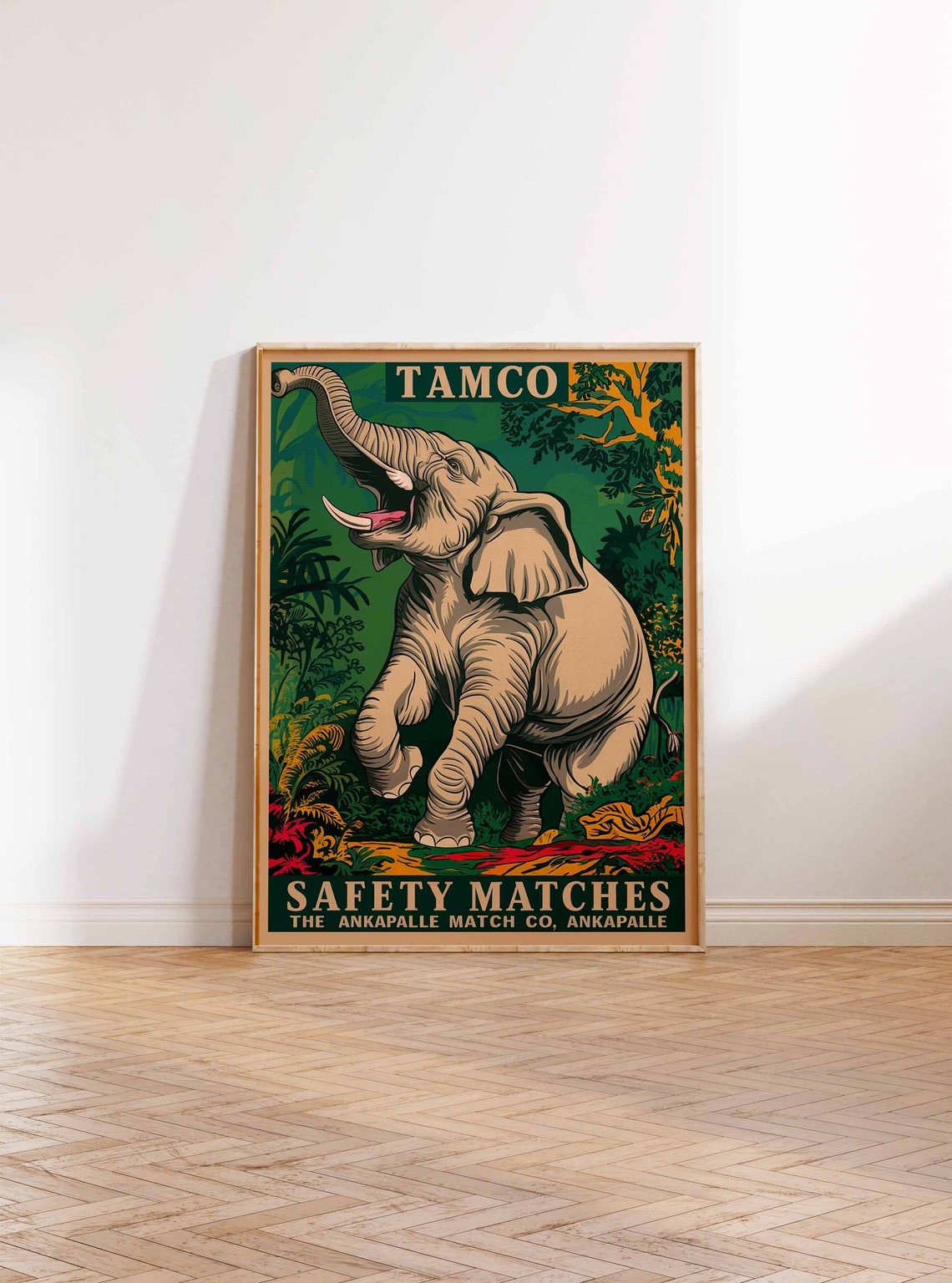 TAMCO Elephant Vintage Indian Matchbox Label Art Decor Poster - Image 2