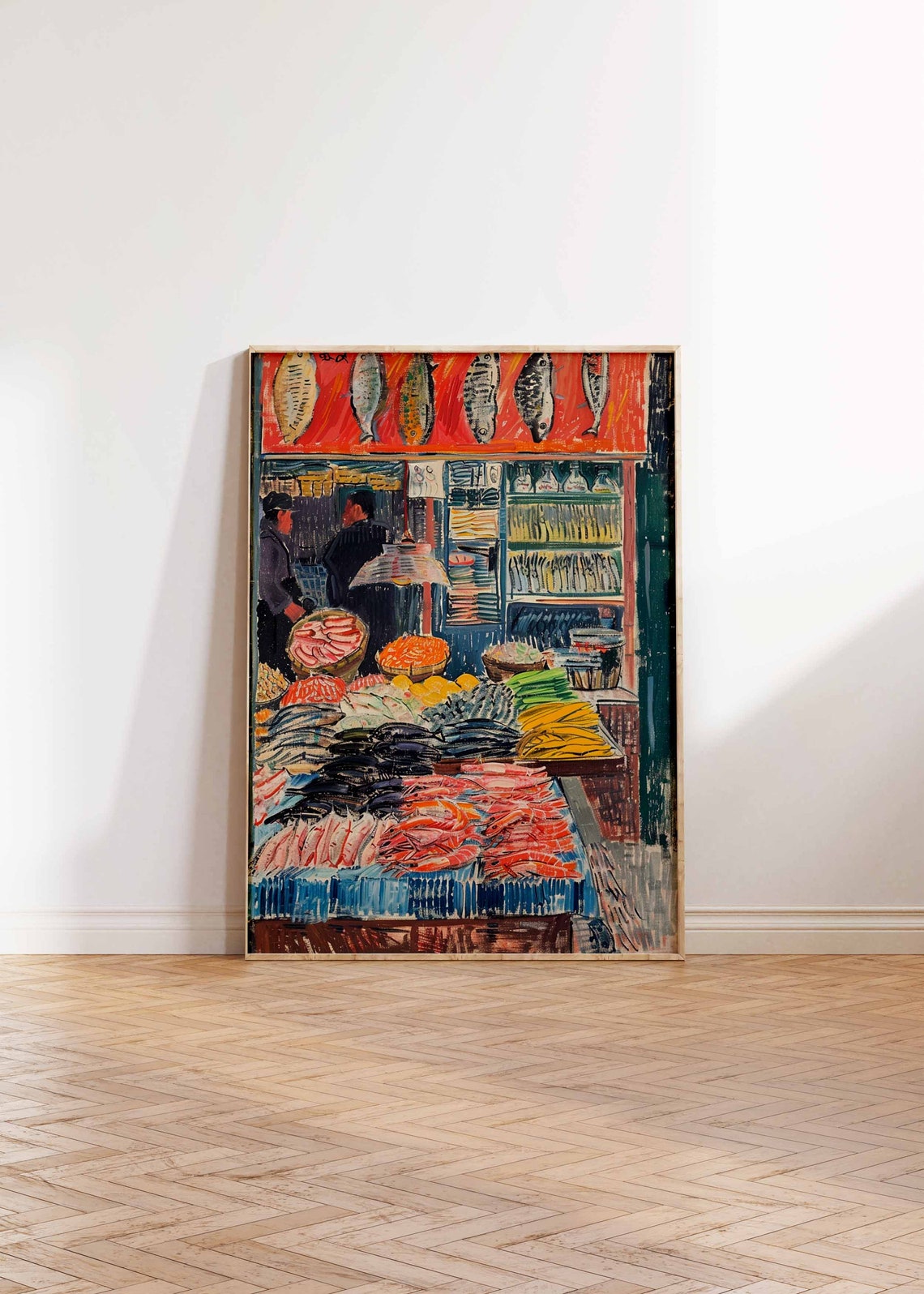 Fish Stall Market Display Expressive Still Life Painting Poster - Image 2