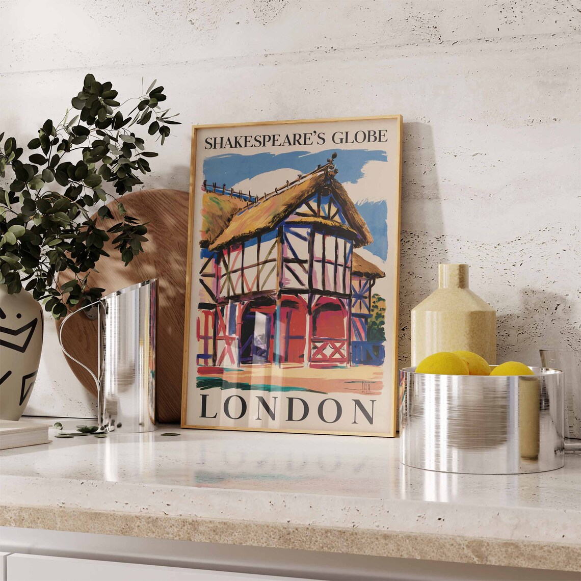 Shakespeares Globe Poster London Print London Art London Poster London Travel Print William Morris Art Vintage Decor Reading Poster - Image 2