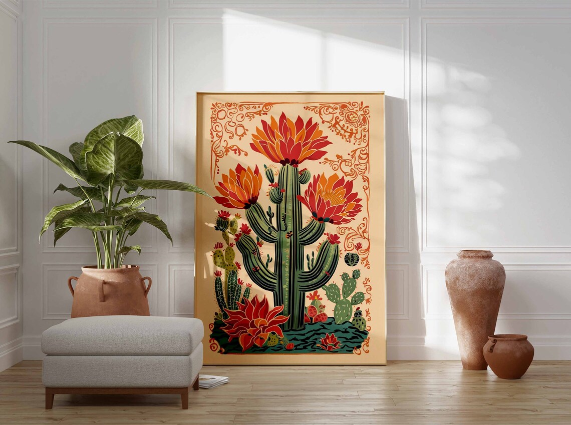 Vintage Mexican Cactus Poster, Traditional Decor - Image 2