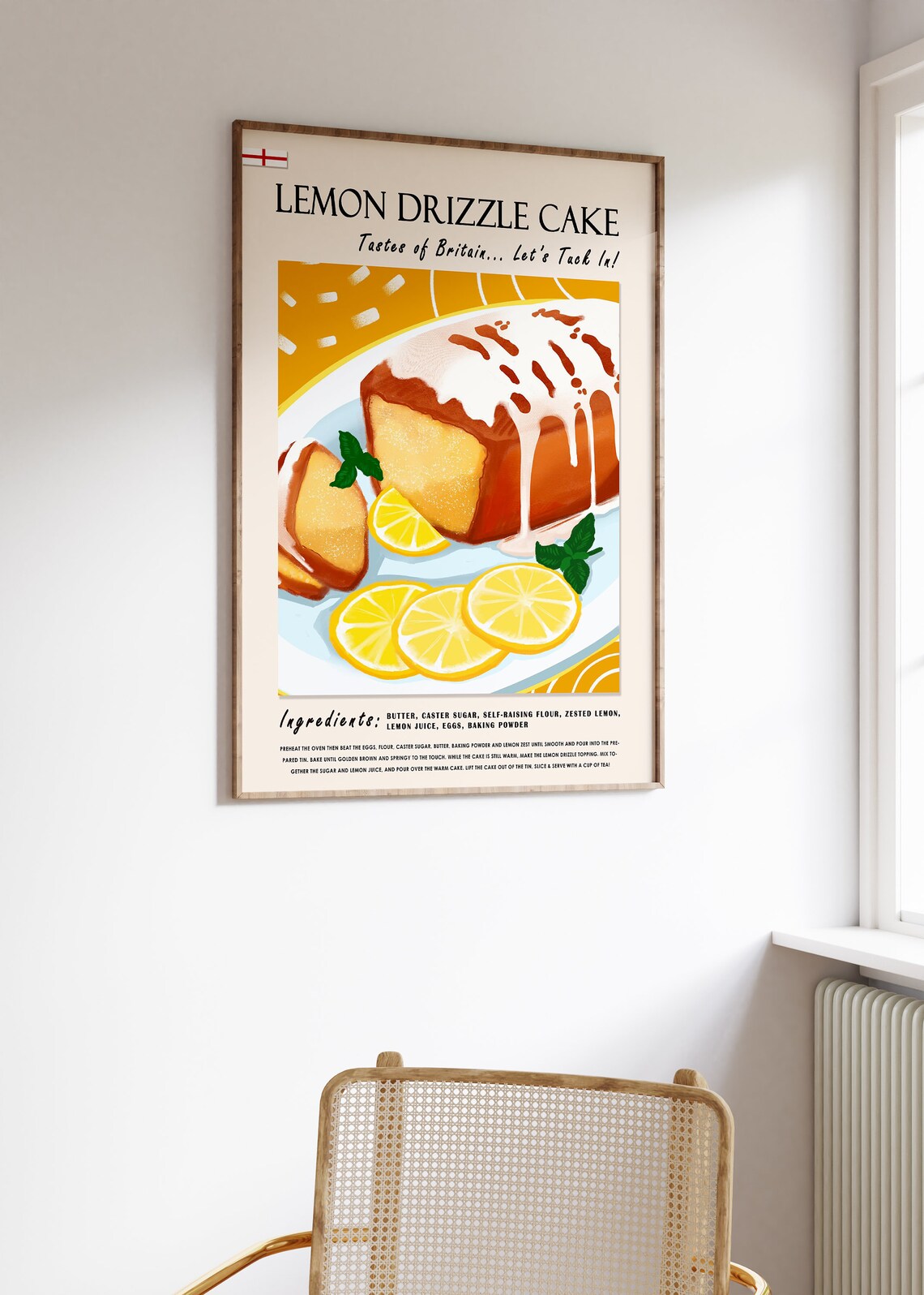 Lemon Drizzle Cake Retro Food Poster, London Print - Image 2