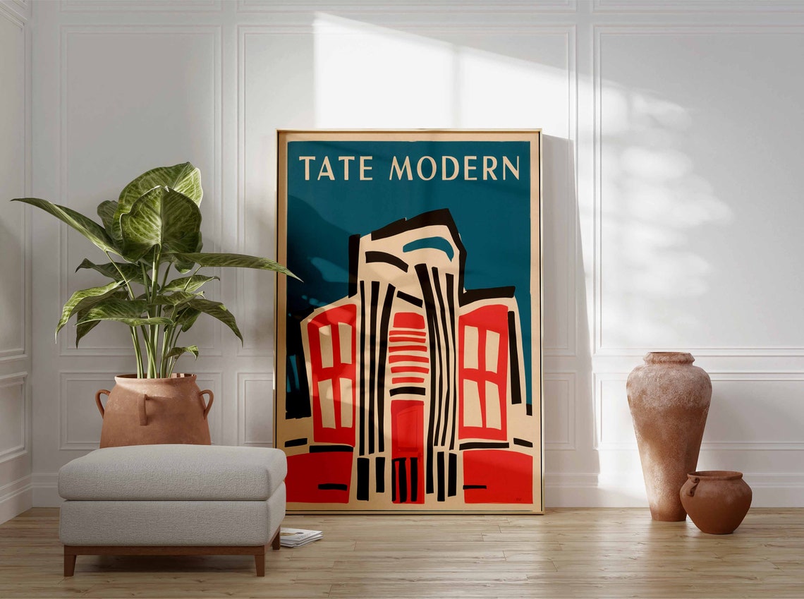 Tate Modern London Abstract Red and Black Gallery Art Poster - Image 3