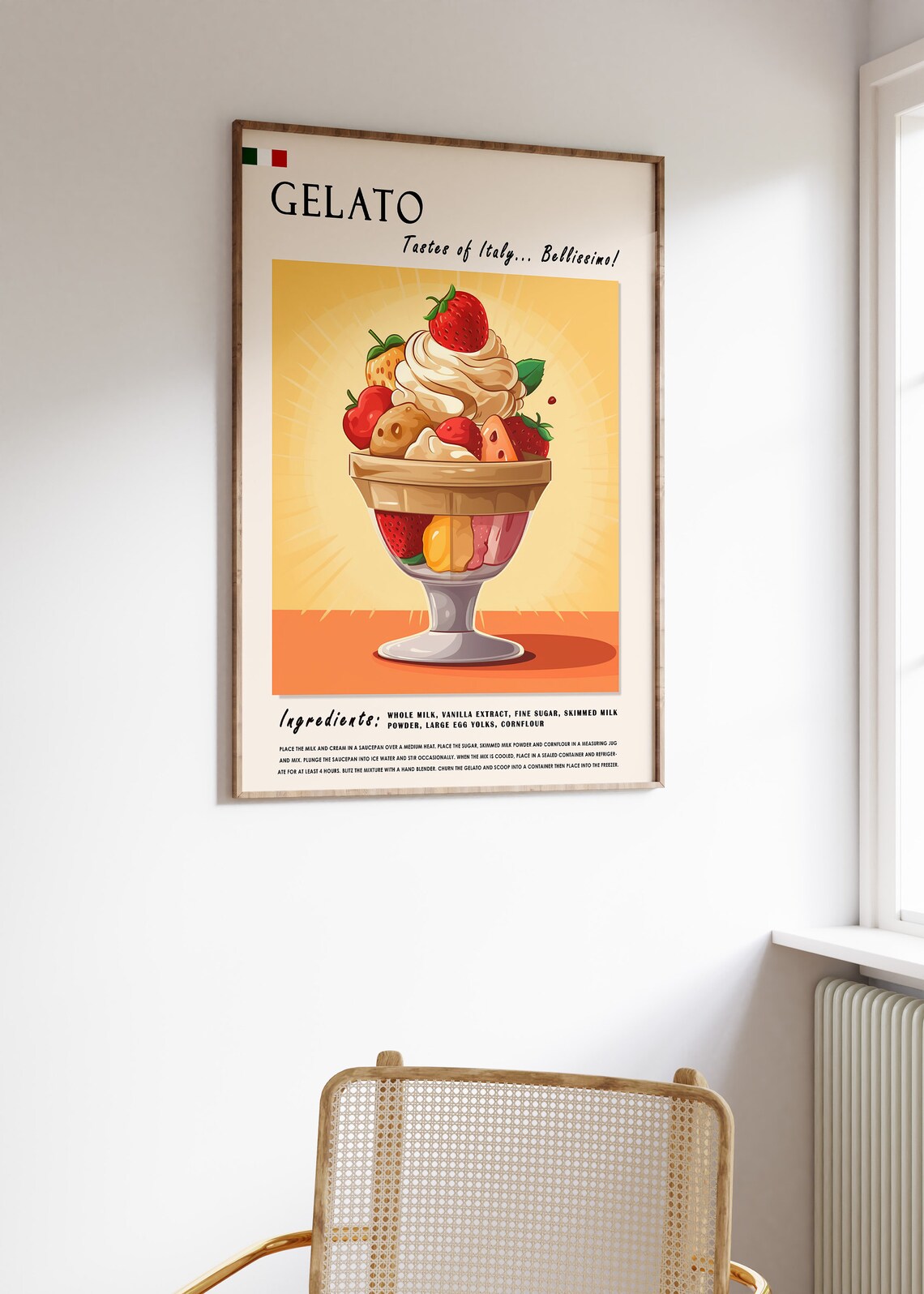 Vintage Gelato Tastes Of Italy Bellissimo Recipe Kitchen Poster - Image 3