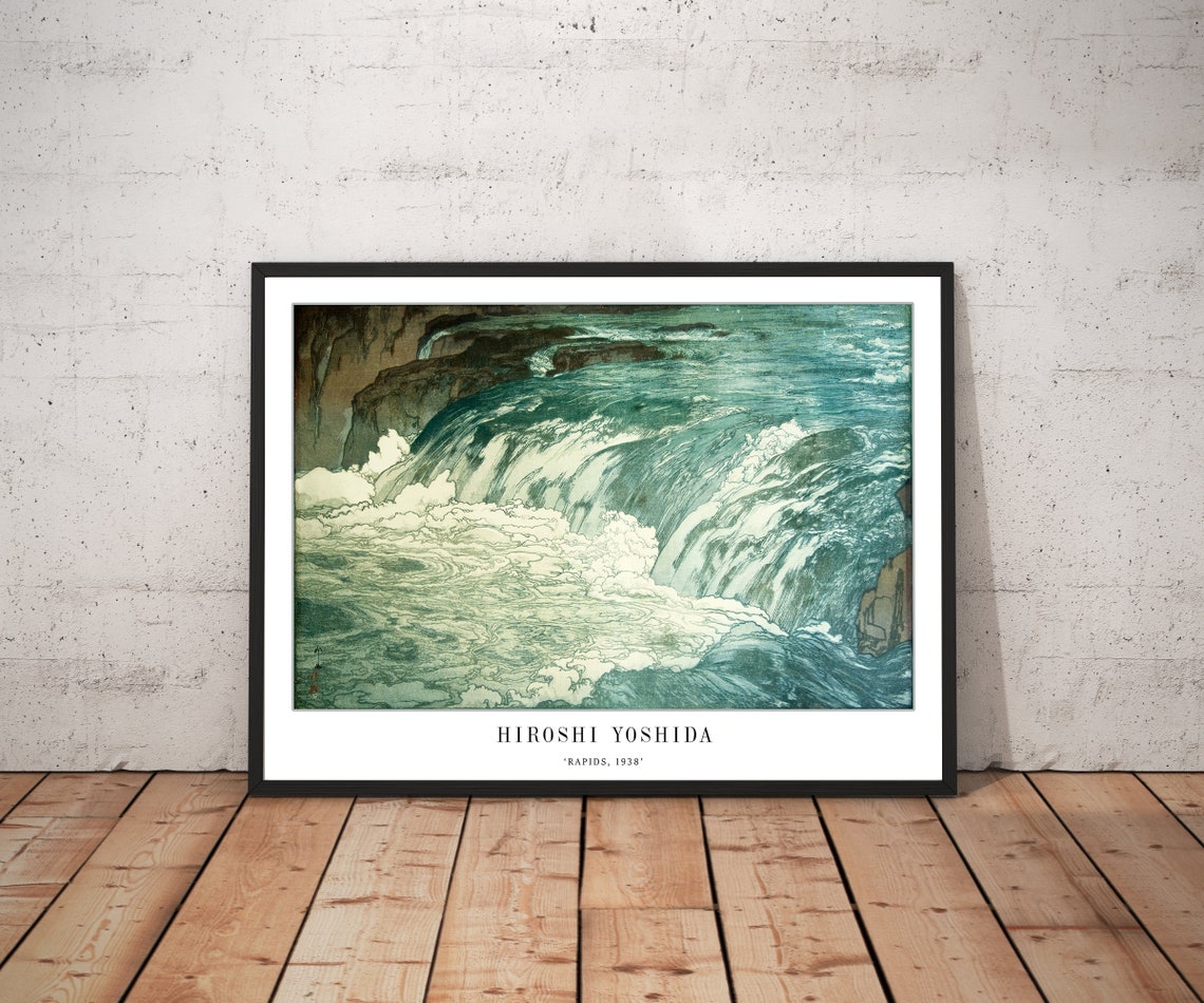 Hiroshi Yoshida Rapids 1938 Japanese Woodblock Waterfall Art Poster - Image 2