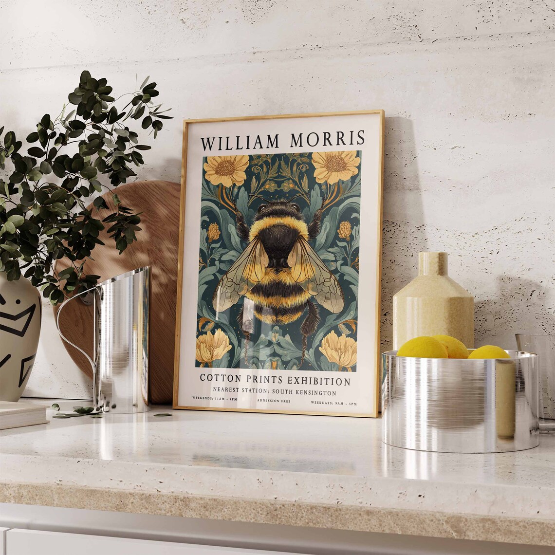 William Morris Bumble Bee Botanical Poster - Image 3
