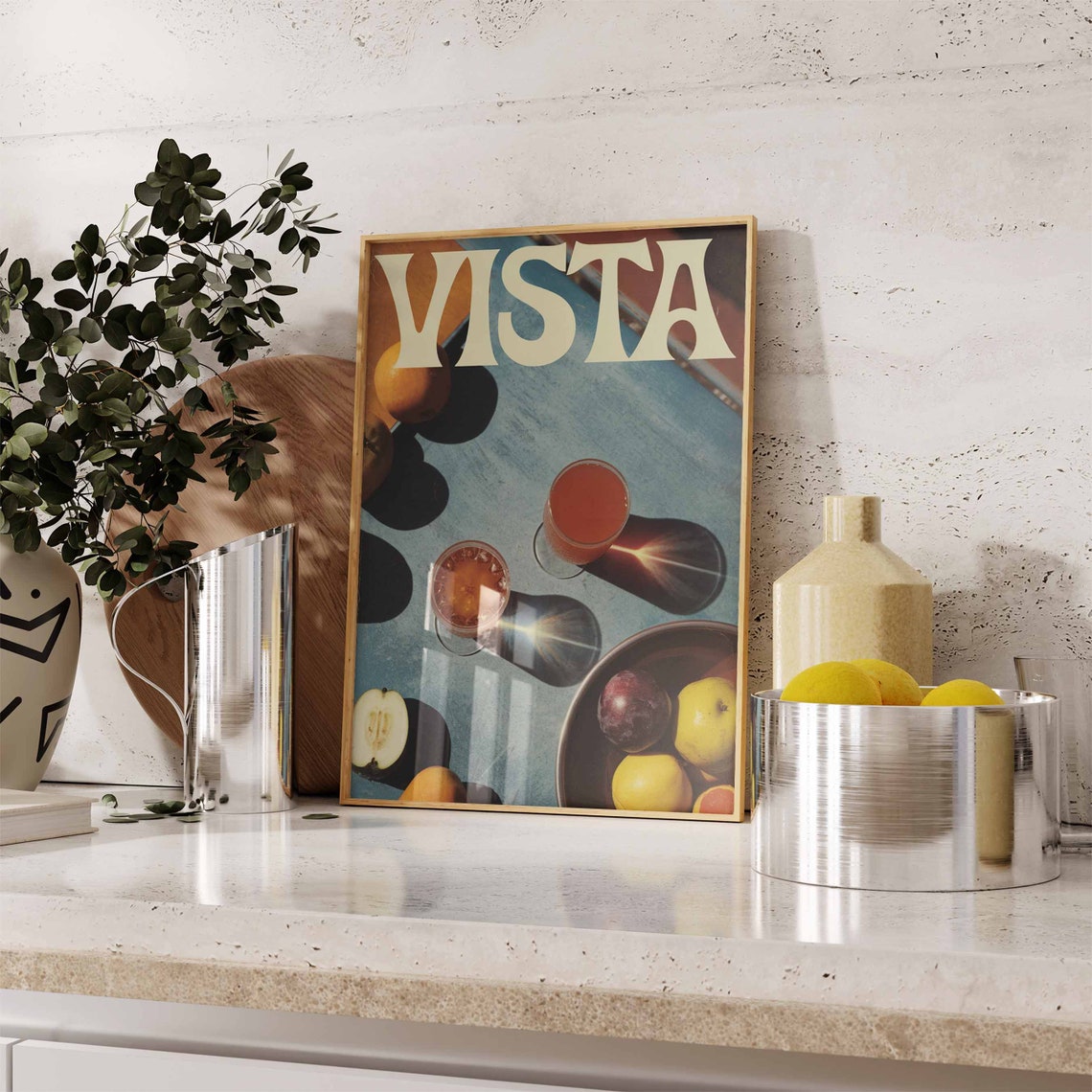 Vista Retro Cream Lettering Teal Tabletop Citrus Drink Poster - Image 3