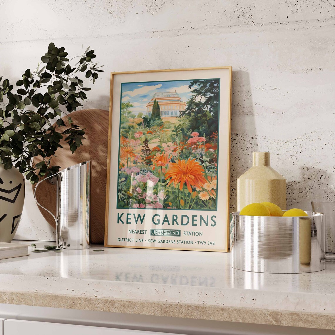 Kew Gardens Nearest Underground Station Vintage London Travel Poster - Image 2