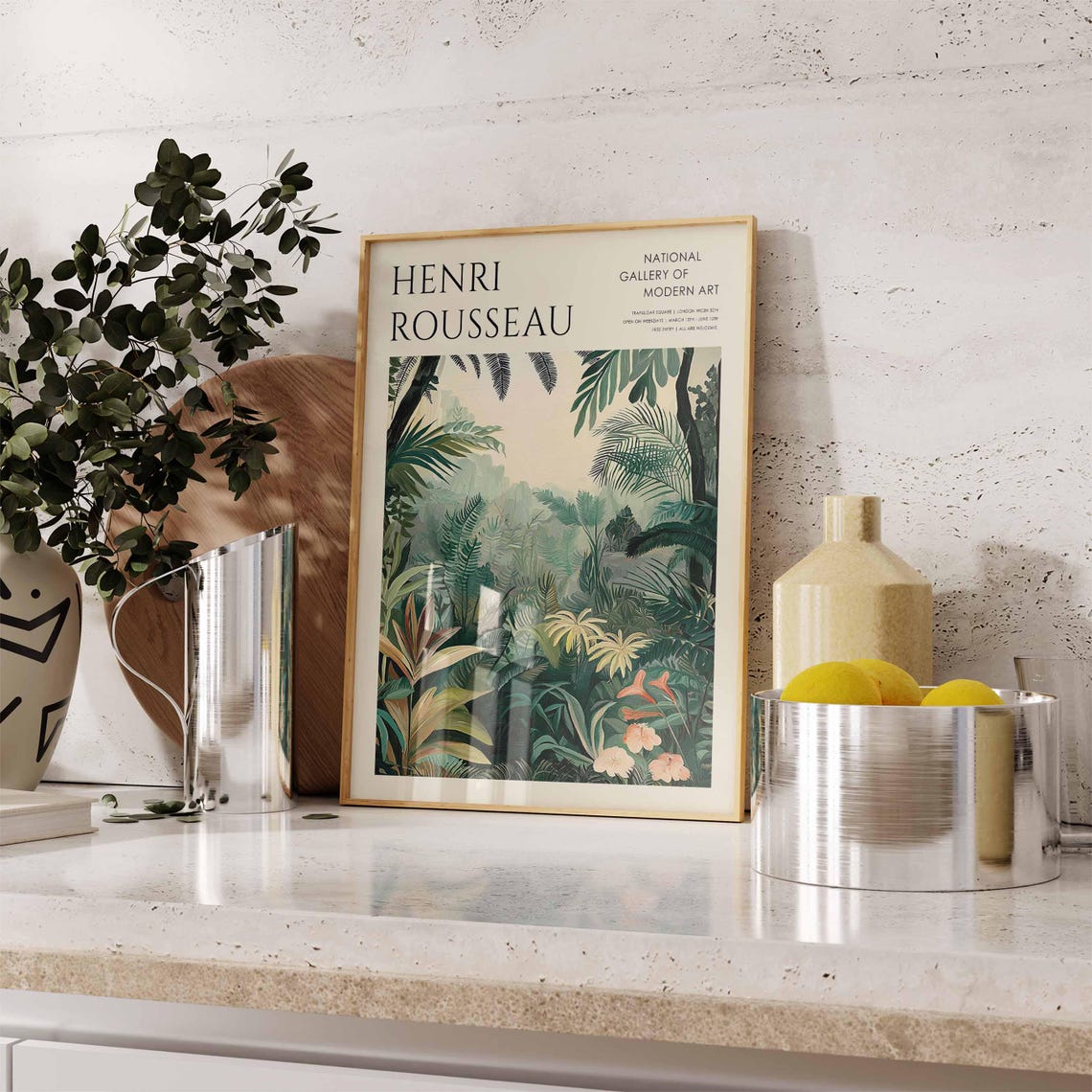 Henri Rousseau Misty Jungle with Coral Flowers Exhibition Poster - Image 3