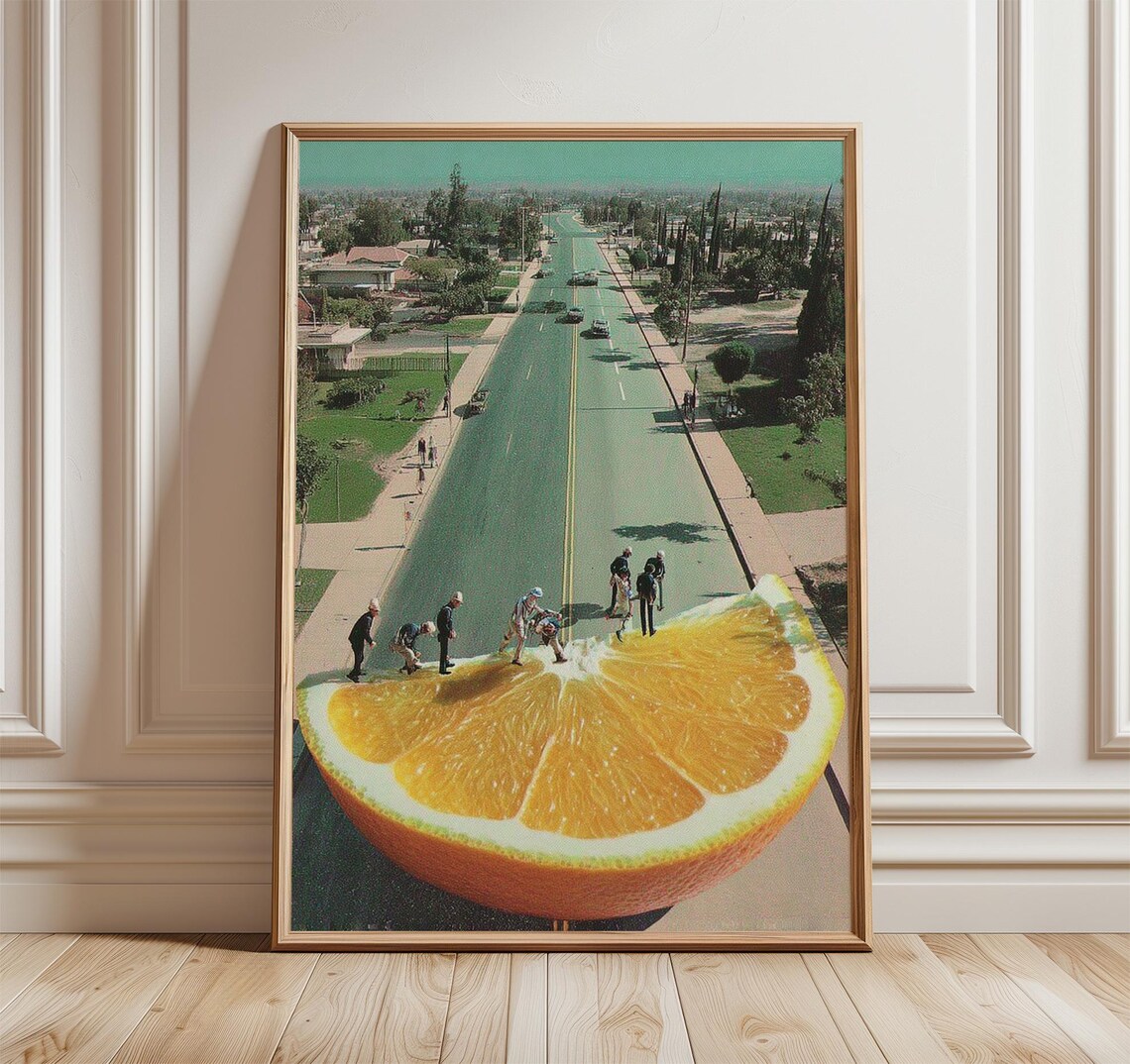 Surreal Orange Slice Poster Print, Modern Collage