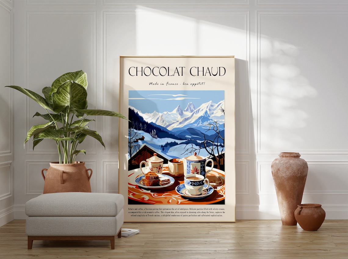 Hot Chocolate Kitchen Decor Poster, French Food Art - Image 2