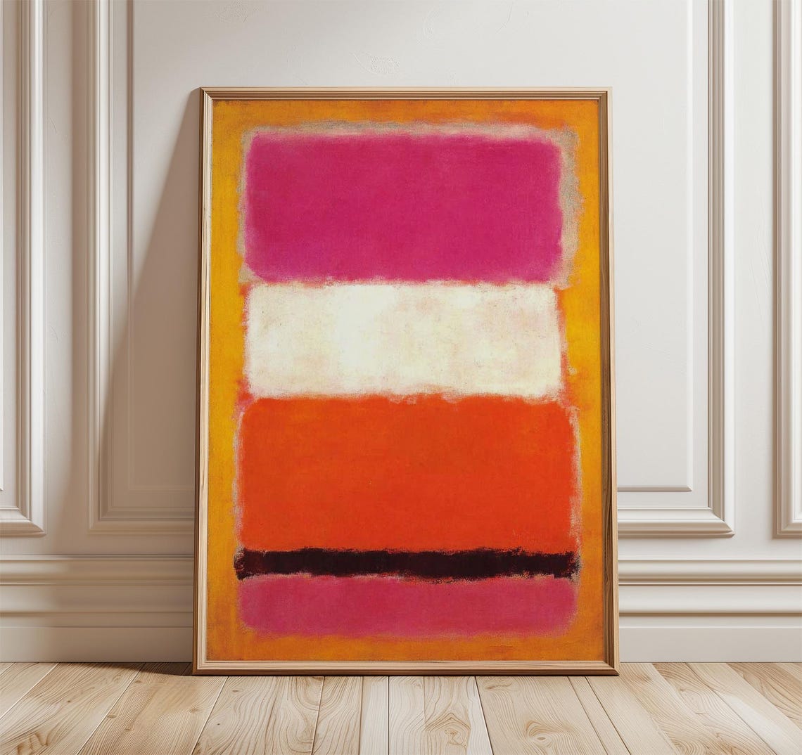 Pink White Orange Stacked Color Field Bold Minimalist Art Poster