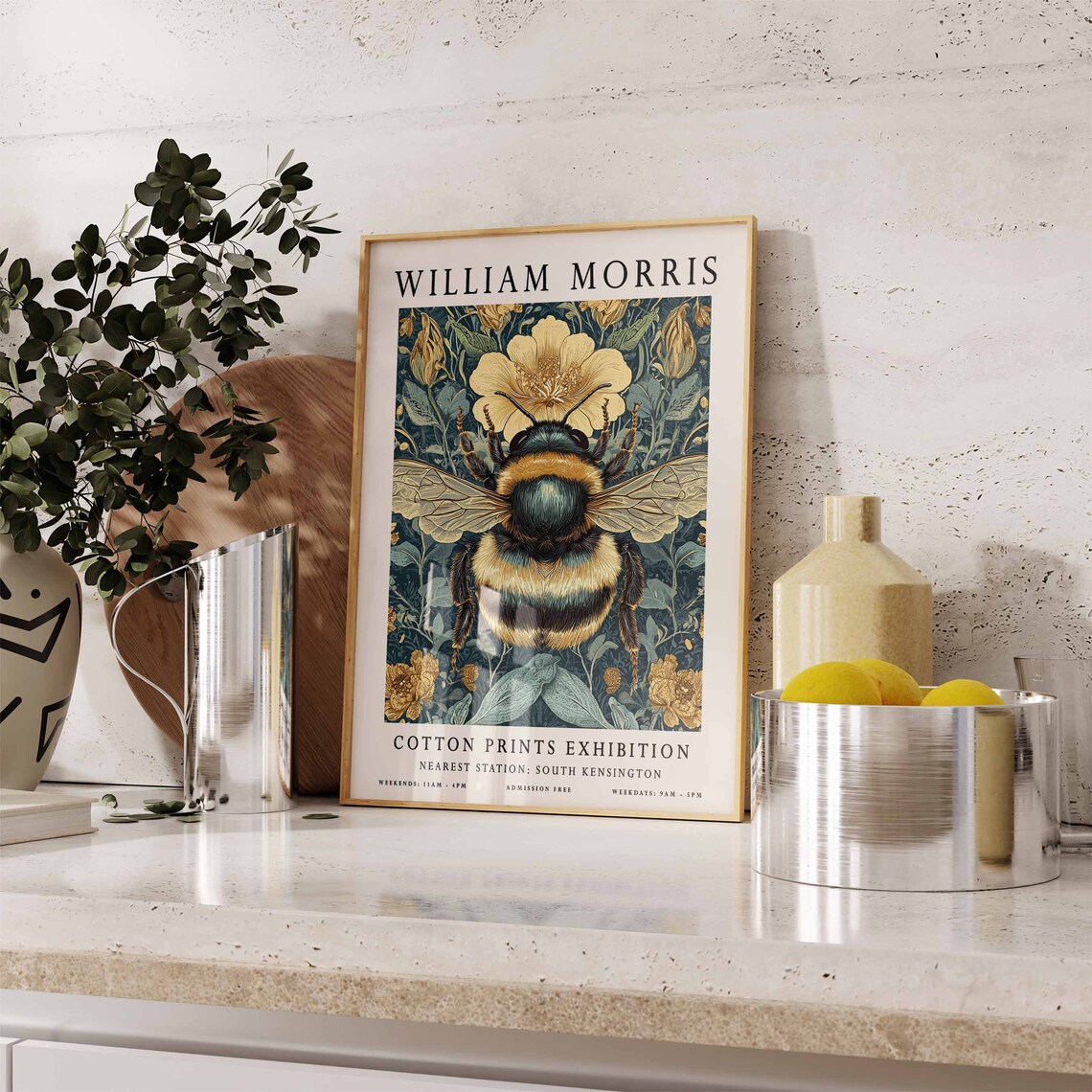 William Morris Bumble Bee Botanical Art Print - Image 3