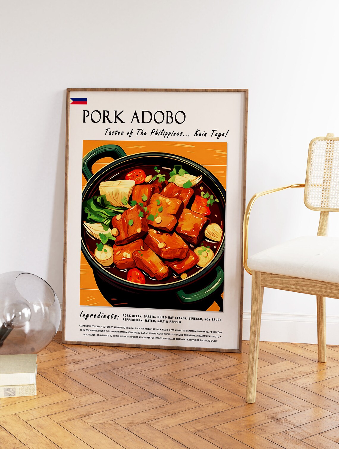 Pork Adobo Filipino Food Poster, Kitchen Art Print - Image 2