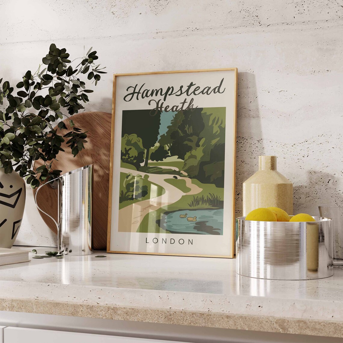 Hampstead Heath Duck Pond London Peaceful Woodland Path Poster - Image 2