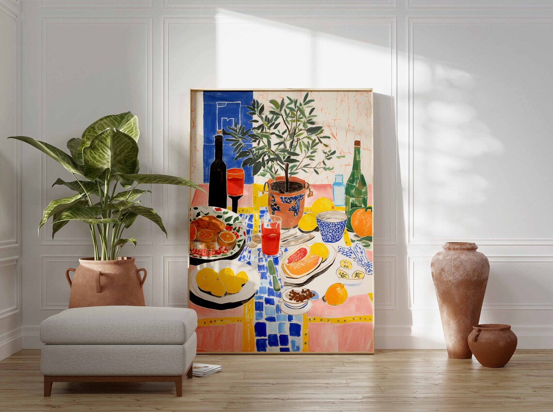 Retro Dinner Table Food Illustration, Vintage Kitchen - Image 3