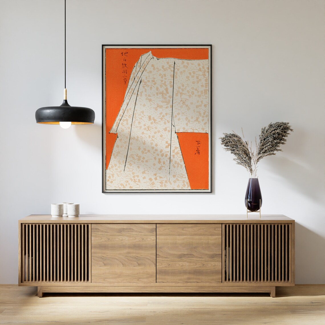 Japanese Woodblock Floral Robe Illustration Print - Image 2