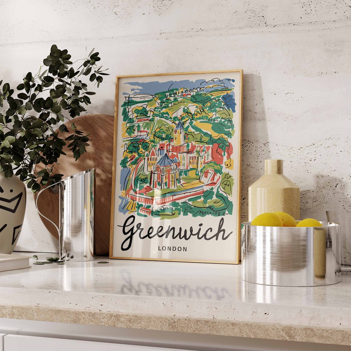 Greenwich London Travel Poster, Retro William Morris Print - Image 2