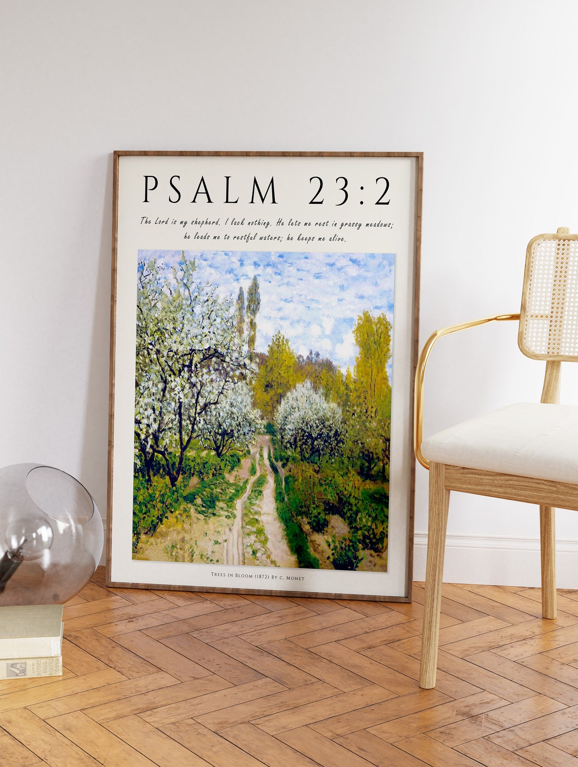 Psalm 23 Verse Monet Trees in Bloom 1872 Scripture Art Poster - Image 3