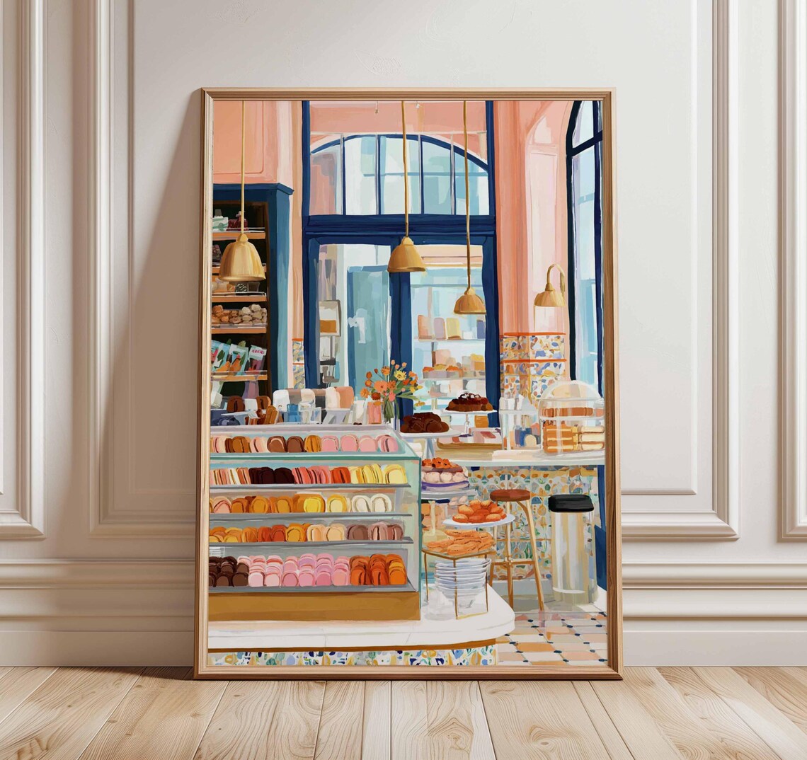 French Patisserie Macaron Poster, Paris Bakery Art