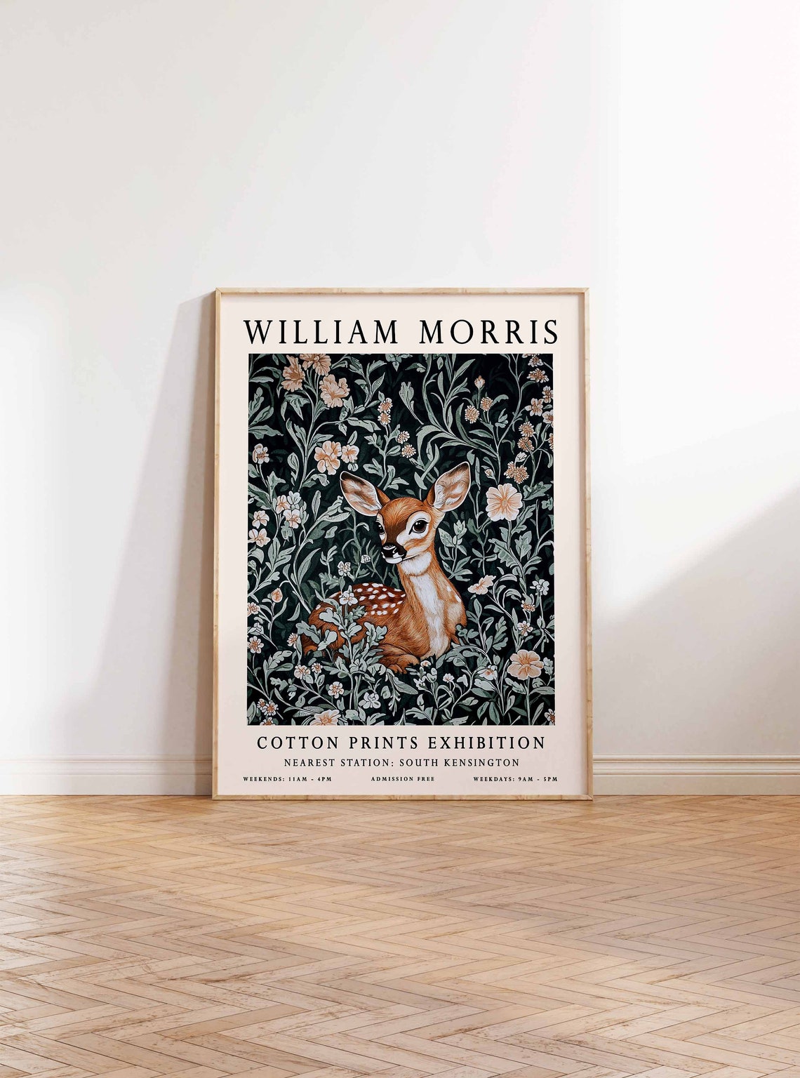William Morris Spotted Fawn in Pink Blossom Garden Exhibition Poster - Image 2
