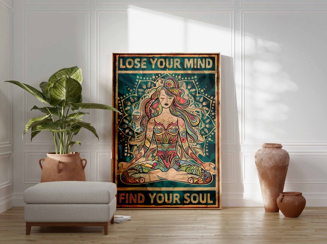 Lose Your Mind Find Your Soul Poster Spiritual Print Yoga Poster Floral Poster Tarot Print Atsrology Art Vintage Print Vintage Poster - Image 3