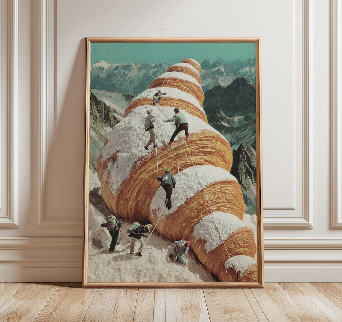 Surreal Croissant Mountain, Kitchen Decor Art Print