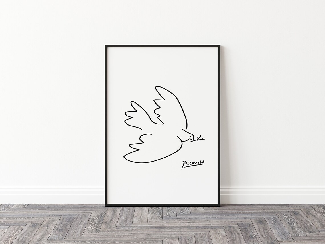 Pablo Picasso Peace Dove Minimalist Bird Line Drawing Poster - Image 2