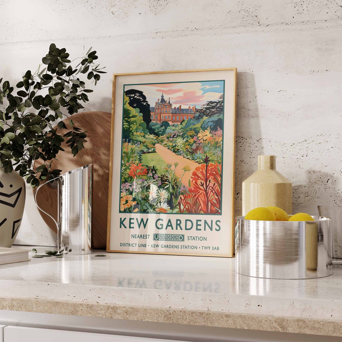 Kew Gardens London Underground Vintage Travel Botanical Art Poster - Image 2