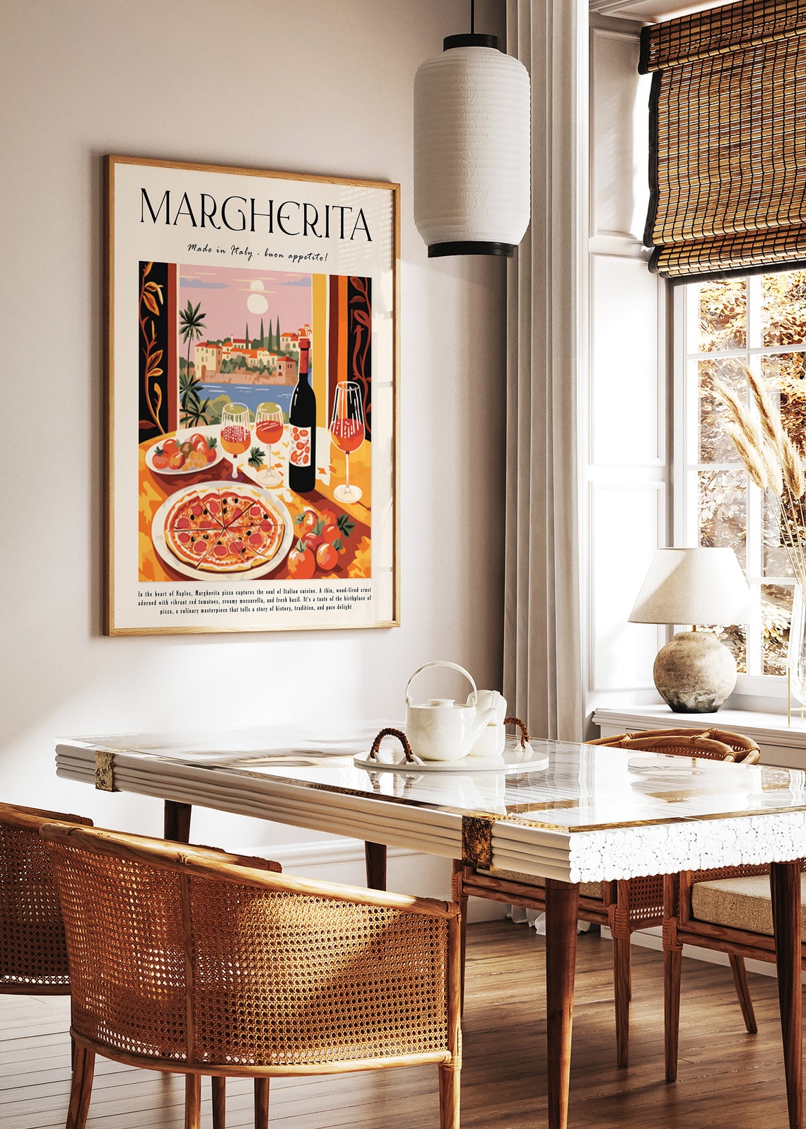 Margherita Pizza Naples Made in Italy Retro Kitchen Art Poster - Image 2