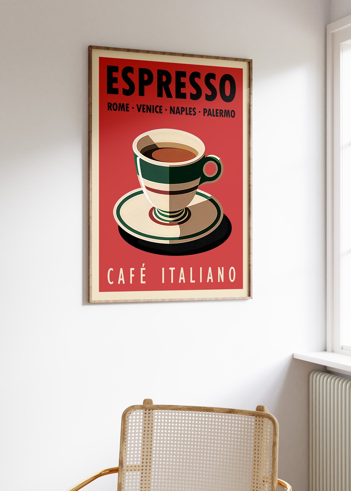 Espresso Coffee Italian Retro Kitchen Art Print - Image 3