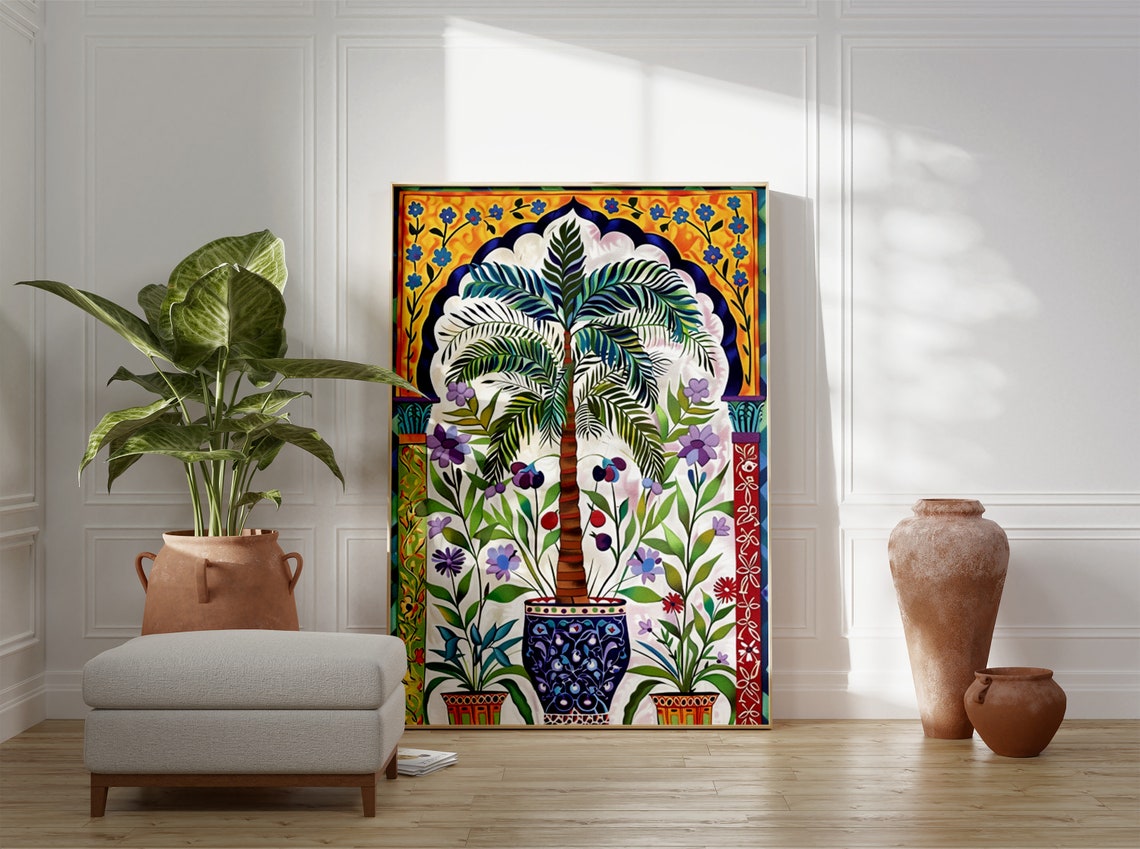 Islamic Floral Palm in Ornate Vase Middle Eastern Art Poster - Image 3