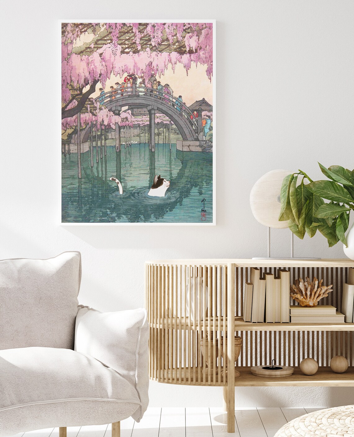 Japanese Cat Poster, Hiroshi Yoshida Exhibition Print - Image 2