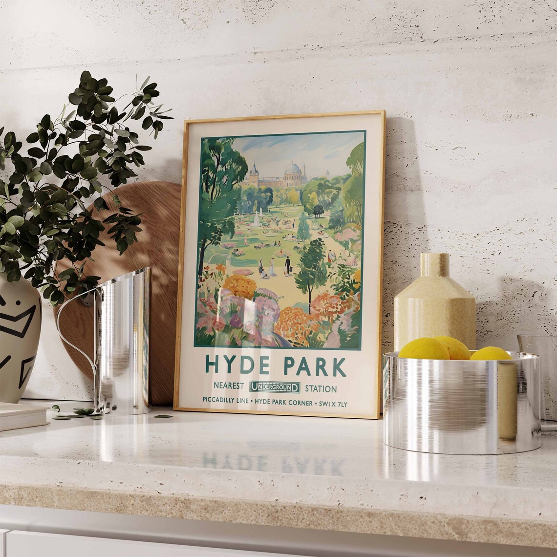 Hyde Park London Vintage Floral Art Print - Image 2