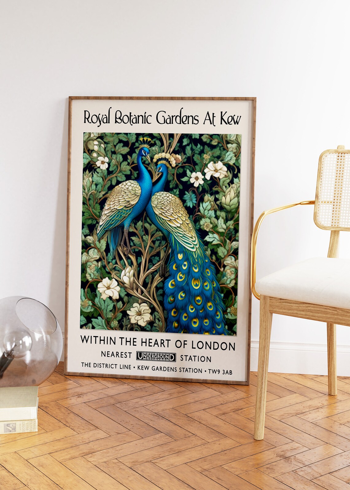 William Morris Peacock Print, Vintage Floral Poster - Image 2