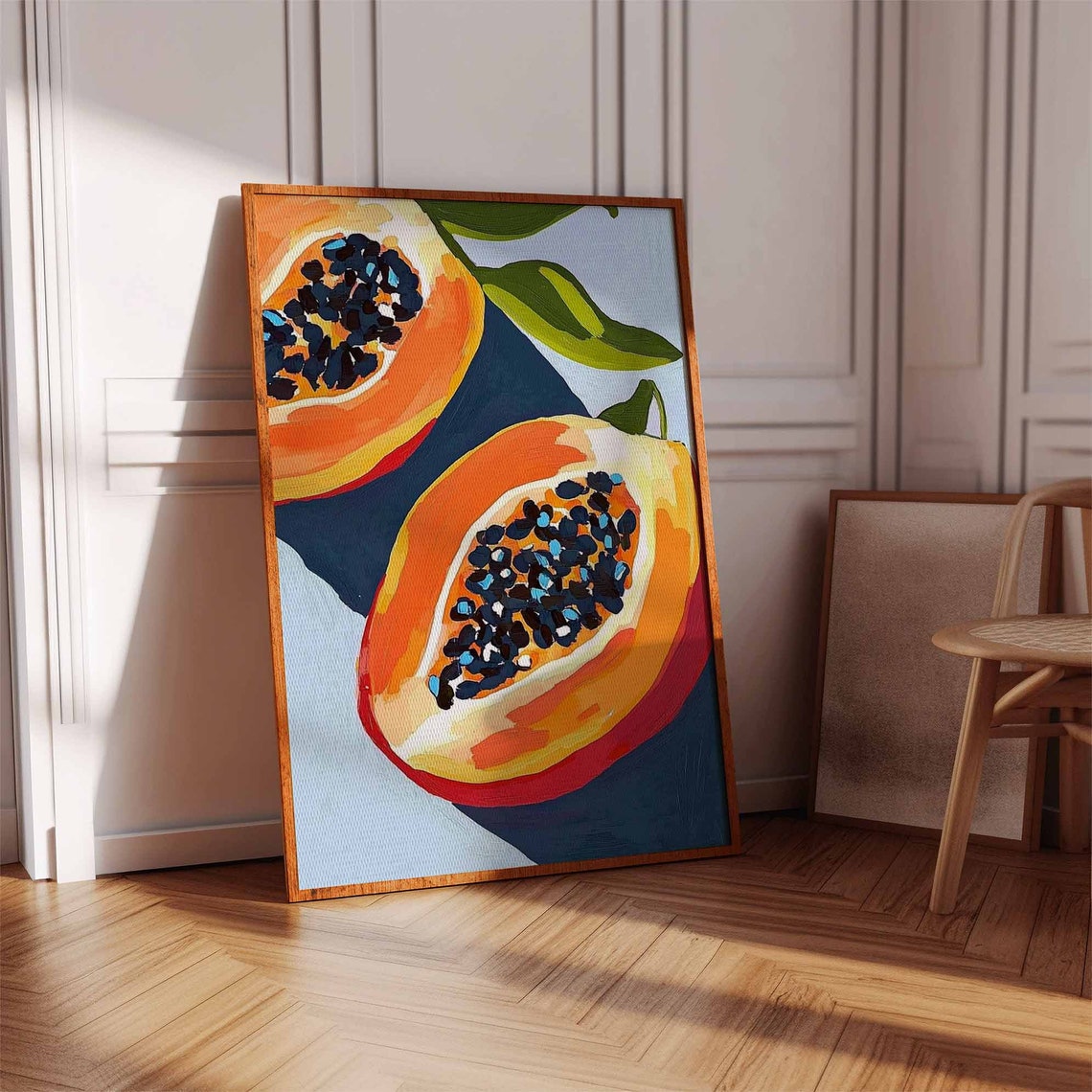 Vibrant Tropical Vibrant Papaya Halves Painterly Pop Art Fruit Poster - Image 2