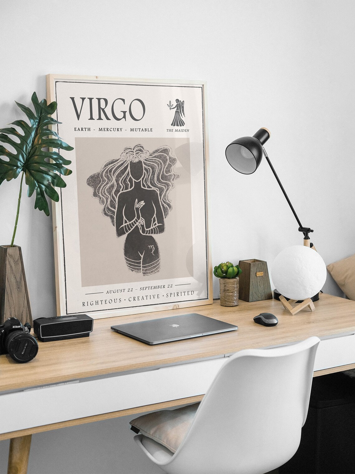 Vintage Virgo Zodiac Sign Earth Mutable Maiden Star Art Poster - Image 2
