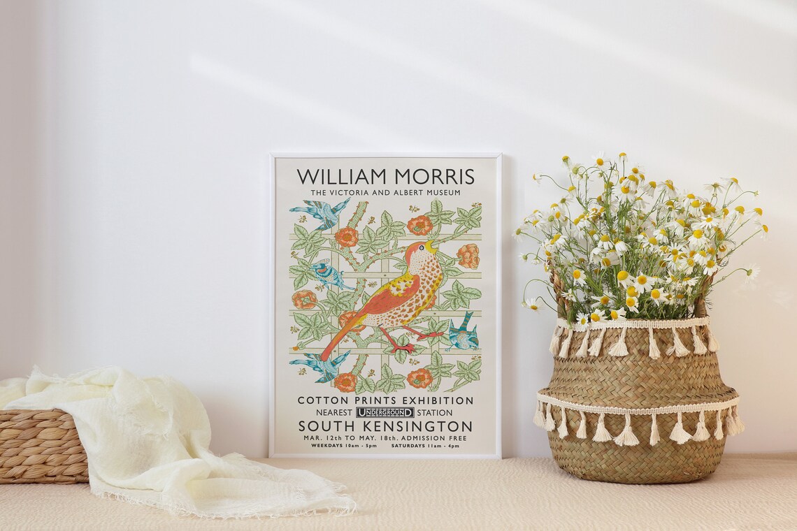 William Morris Birds on a Trellis Exhibition Poster V and A Museum London Art - Image 2