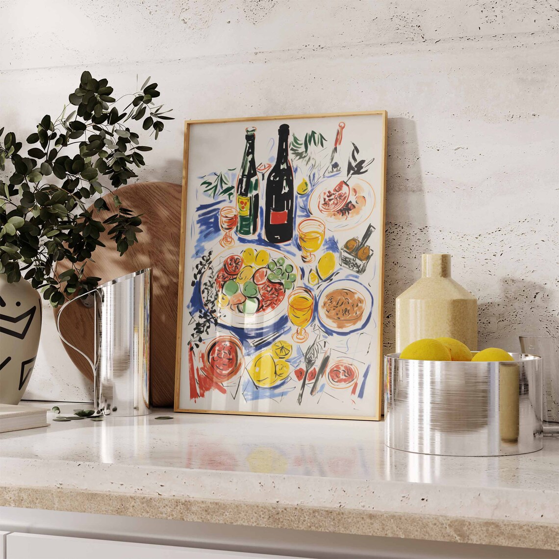 Dinner Party Food Retro Vintage Kitchen Art Print - Image 2