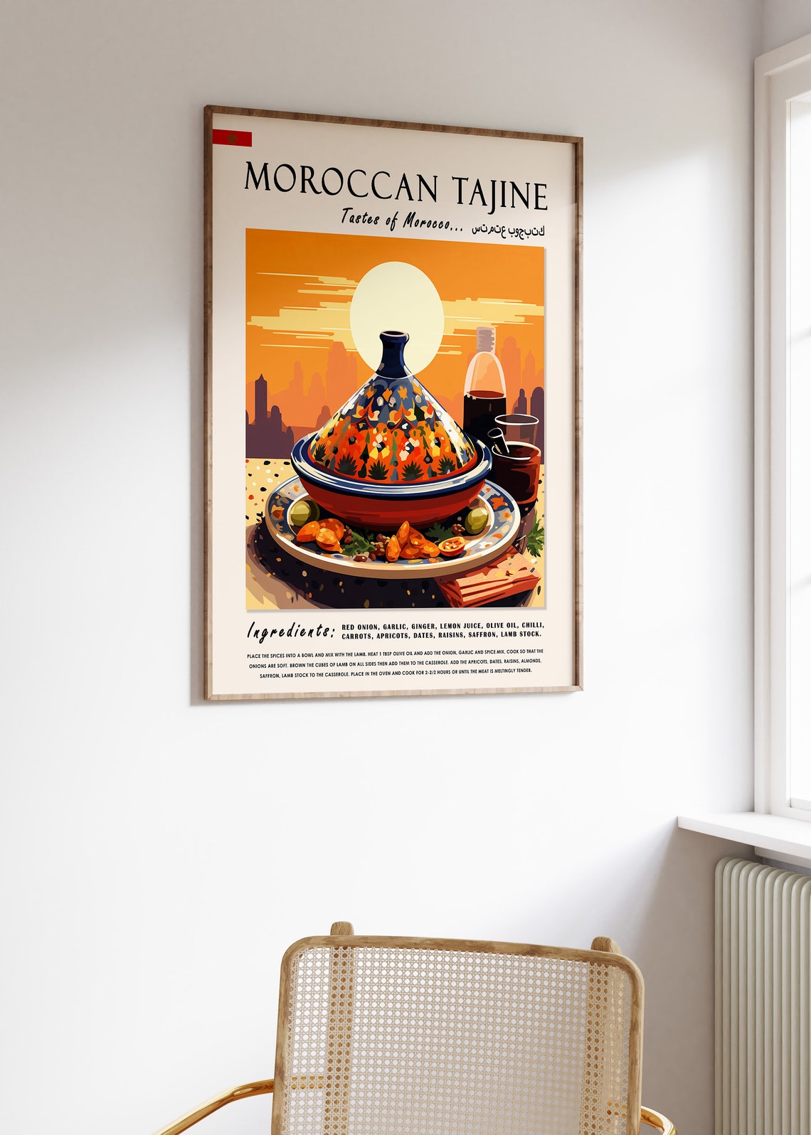 Moroccan Tajine Sunset Recipe Illustration Exotic Kitchen Wall Art - Image 3