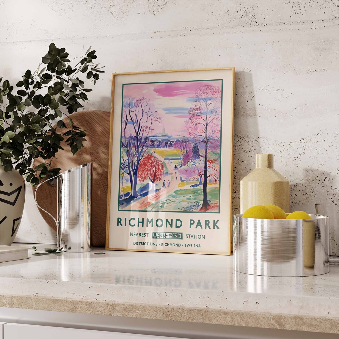 Richmond Park Vintage London Underground Station Travel Poster - Image 2