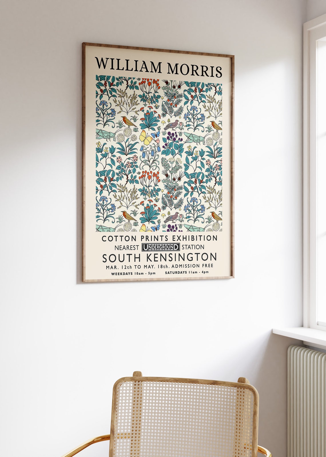 William Morris Floral Birds Cotton Prints Exhibition Art Poster - Image 2