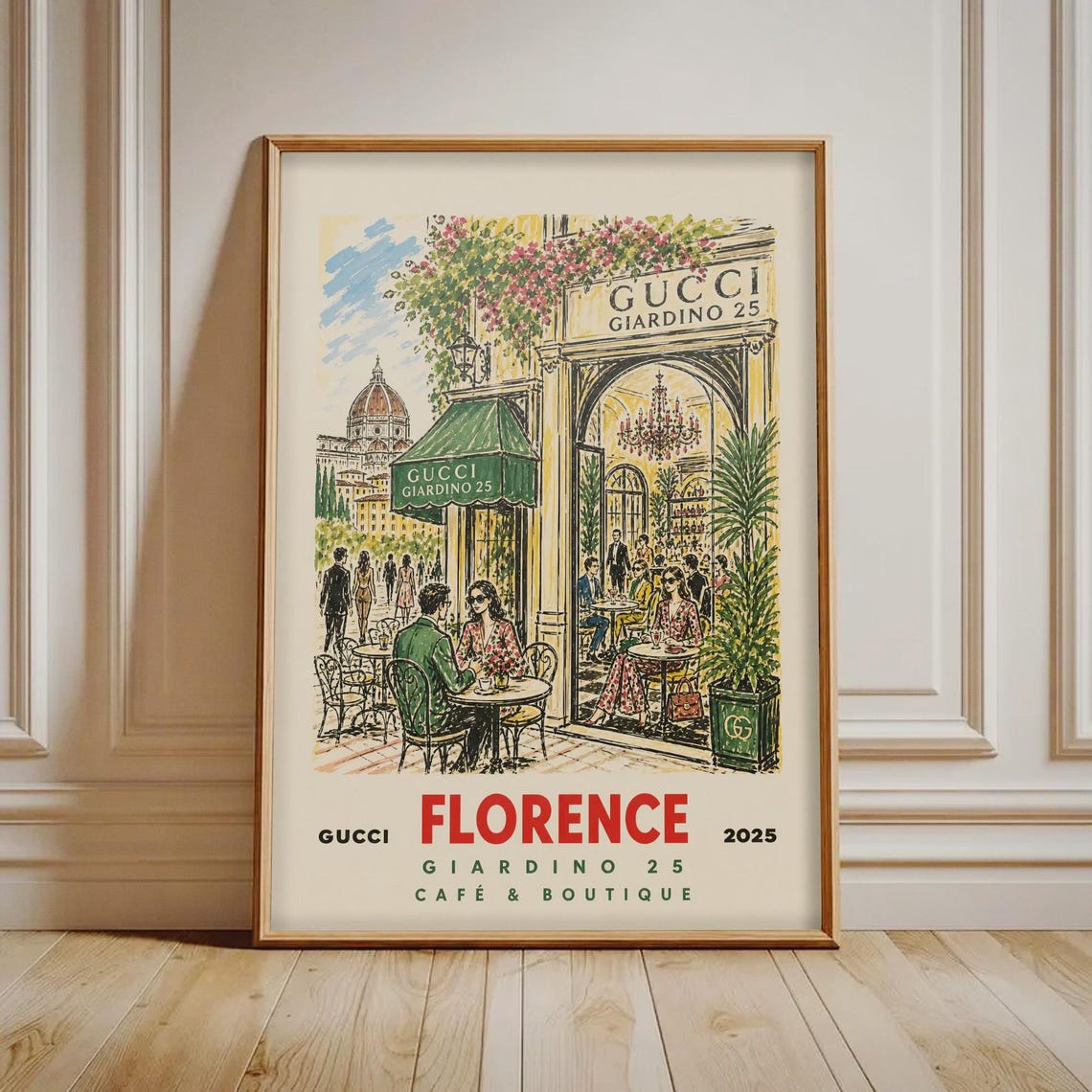 Gucci Florence Giardino 25 Cafe Boutique 2025 Italian Fashion Poster