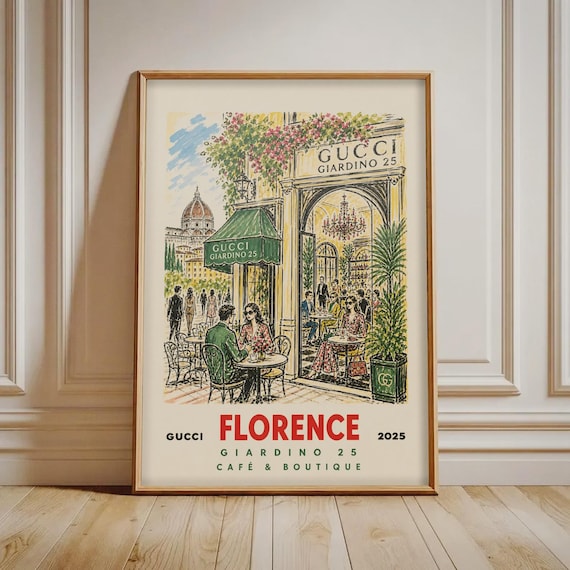 Gucci Florence Giardino 25 Cafe Boutique 2025 Italian Fashion Poster