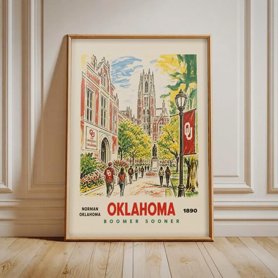 Oklahoma Sooners Vintage Campus Boomer Sooner College Poster
