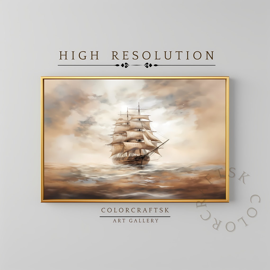 Painting Of A Sail Ship Wall Art Rustic Wall Decor Farmhouse Decor Home Decor Art