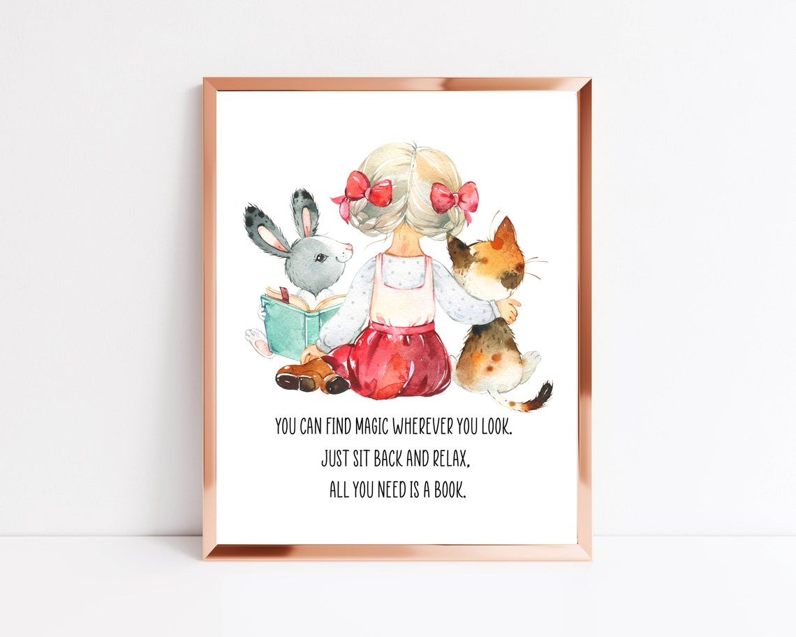 You Can Find Magic Wherever You Look Book Quote Reading Girl Poster - Image 6
